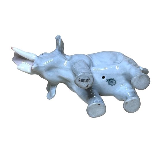 Antique Pfeffer Germany Porcelain Elephant Figurine Trunk Up Gray Vintage - Picture 6 of 7